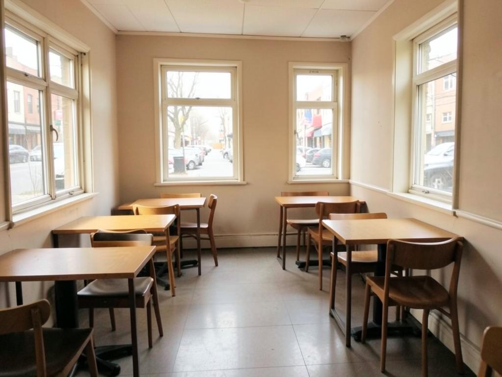 Empty café interior during quiet daytime hours